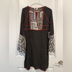 THML Multicolor Long Sleeve Geometric Dress